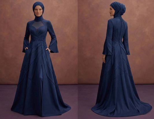 Navy Blue Muslim Prom Dresses – Elegant Evening Wear