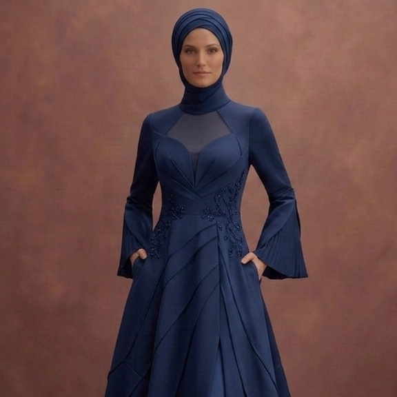Navy Blue Muslim Prom Dresses – Elegant Evening Wear
