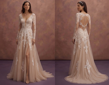 Nude Illusion Lace Wedding Dresses with Modern Style