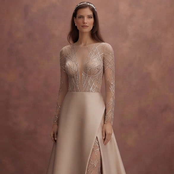 Nude Illusion Wedding Dresses with Modern Details