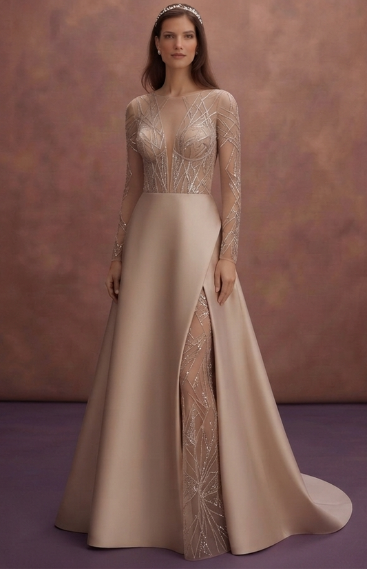 Nude Illusion Wedding Dresses with Modern Details