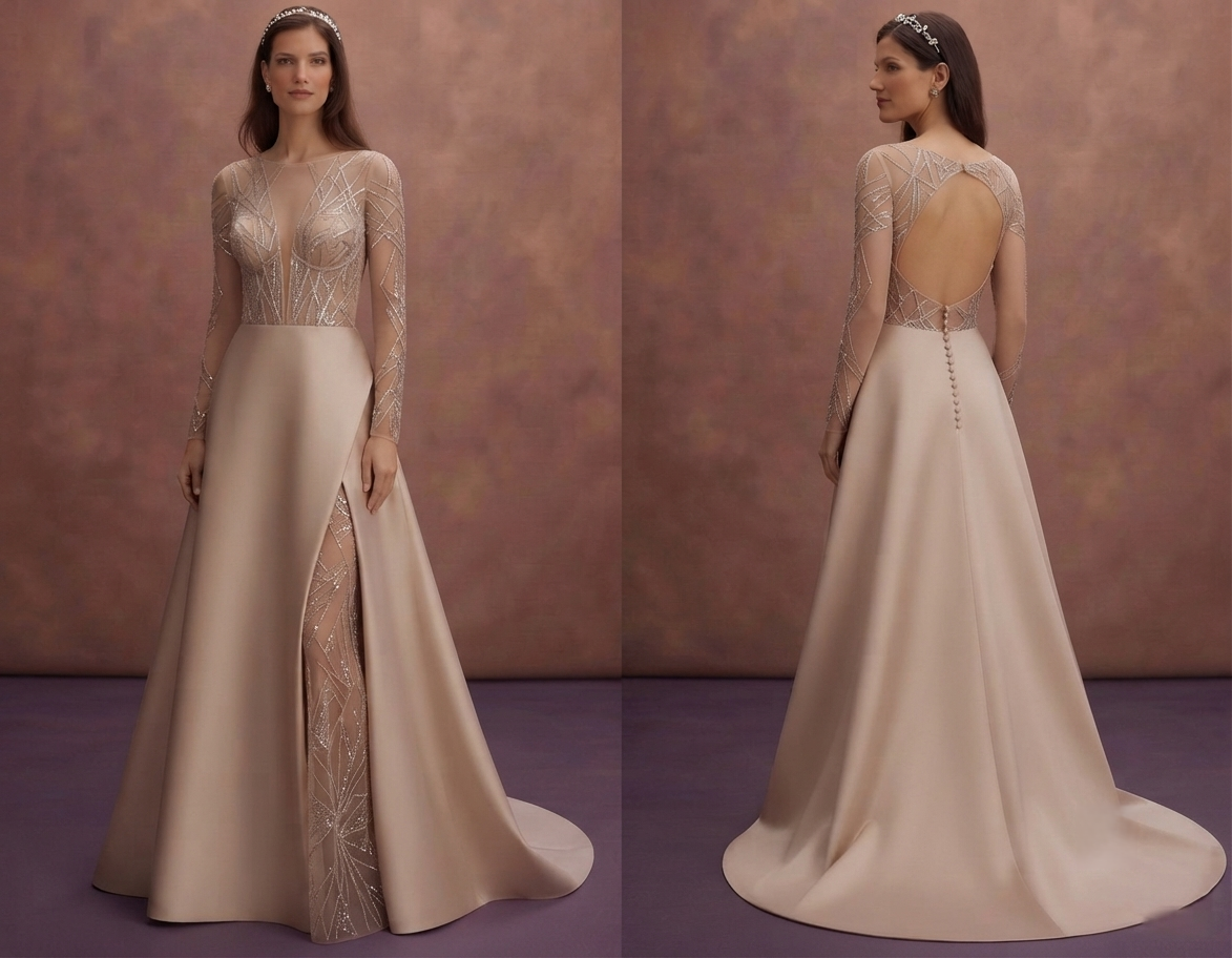 Nude Illusion Wedding Dresses with Modern Details