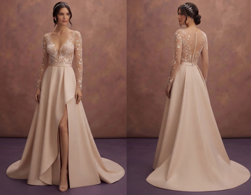 Nude Illusion Wedding Dresses with Modern Details