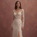 Nude Illusion Wedding Dresses with Modern Style