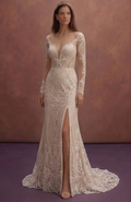 Nude Illusion Wedding Dresses with Modern Style