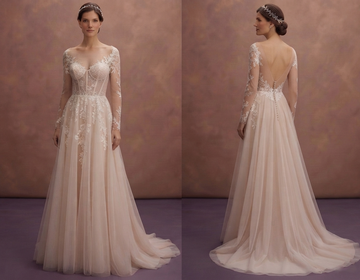 Nude Tulle Bridal Gowns with Soft Illusion Details