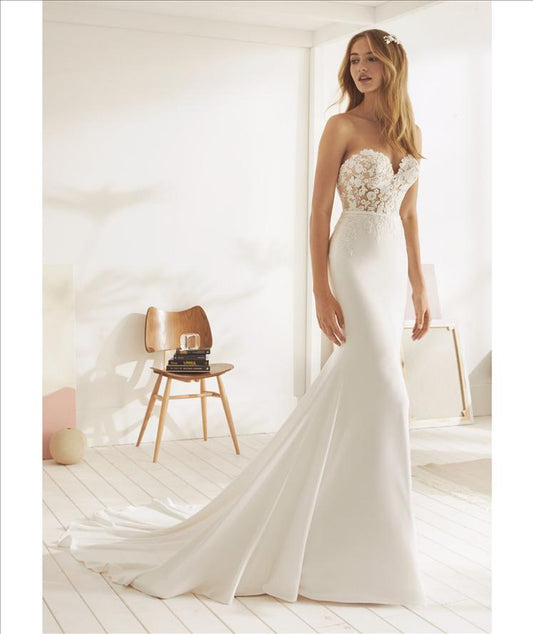 Vestido De Novia De sirena, Vestidos bohemios De Novia con escote con forma De corazón De encaje y apliques De gasa, vestido De Novia con botón Trouwjurk