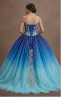 Ocean Blue Quinceañera Dress with Ombre Tulle Effect