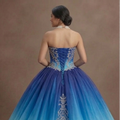 Ocean Blue Quinceañera Dress with Ombre Tulle Effect