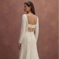 Off-White Minimalist Crepe Bridal Gown with Square Neck