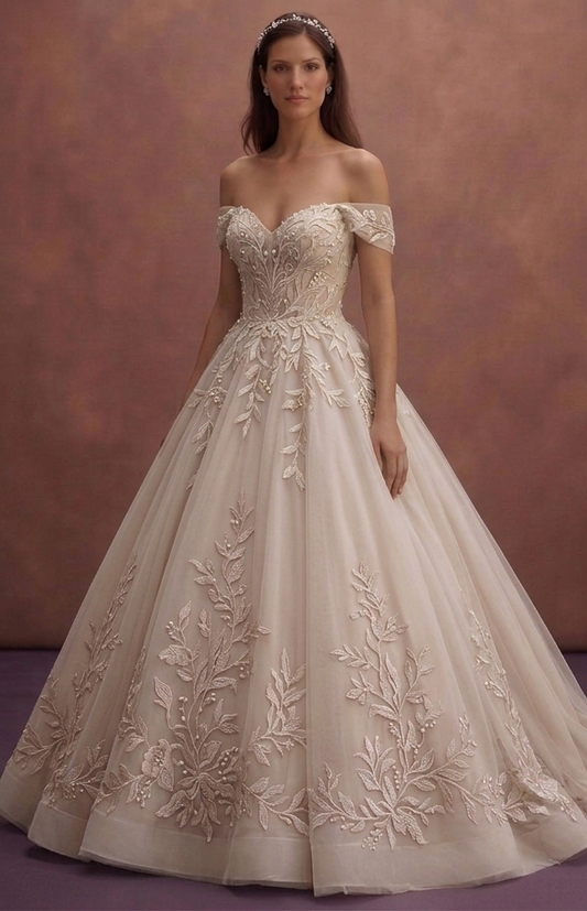 Off-the-Shoulder Ball Gown Wedding Dresses with Fairytale Style