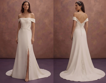 Off-the-Shoulder Crepe Wedding Dresses with Chic Style