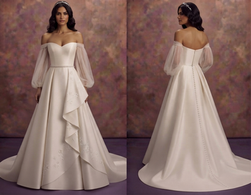 Off-the-Shoulder Wedding Dresses with Soft Tulle Sleeves