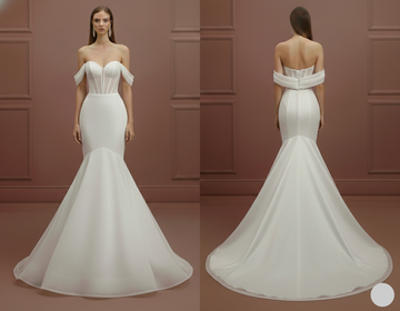 Off Shoulder Sleeve Wedding Dress Long Elegant Satin Gown