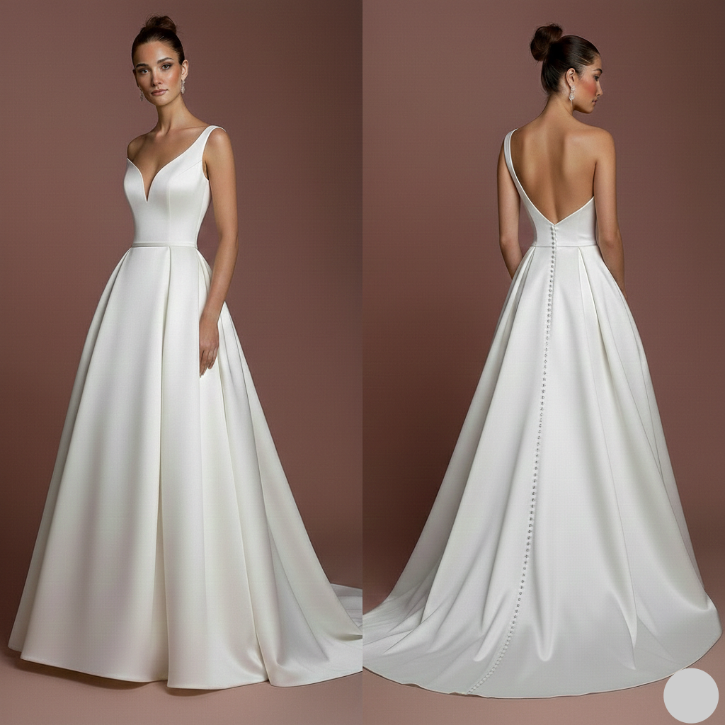 One Shoulder Wedding Dress Grecian Long Satin Bridal Gown