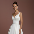 One Shoulder Wedding Dress Grecian Long Satin Bridal Gown