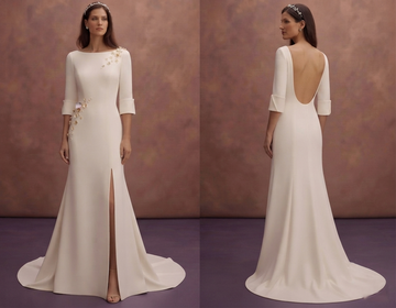Open Back Crepe Wedding Dresses with Modern Sophistication