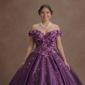 Orchid Purple Quinceañera Dress with 3D Flower Fabric