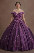 Orchid Purple Quinceañera Dress with 3D Flower Fabric