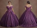 Orchid Purple Quinceañera Dress with 3D Flower Fabric