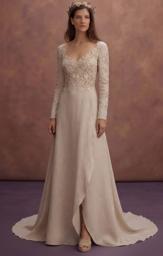Organic Linen Wedding Dresses with Natural Beauty