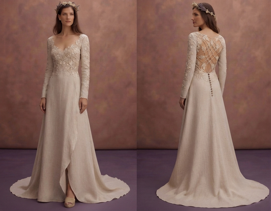 Organic Linen Wedding Dresses with Natural Beauty