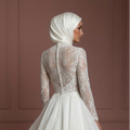 Organza Layered Wedding Dress – Ivory Princess Hijab Style Muslim