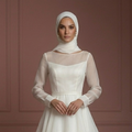 Organza Minimalist A-Line Wedding Dress – Ivory Elegant Muslim