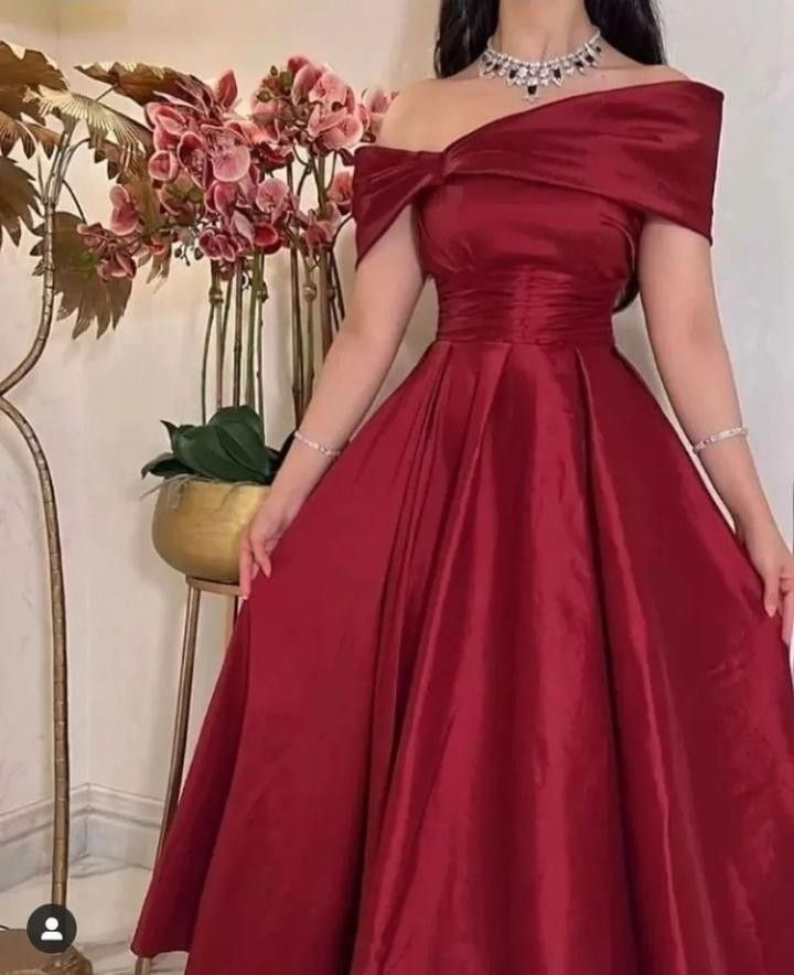 Dark Red Midi Prom Dresses Taffeta Off Sleeves Ankle-Length Length Arabic Dubai Formal Party Gowns Evening Gowns