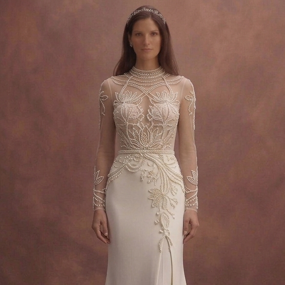 Pearl Beaded Wedding Dresses with Luxurious Details