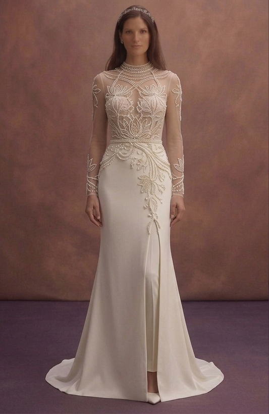 Pearl Beaded Wedding Dresses with Luxurious Details