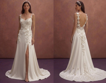 Pearl Bridal Dress with Floral Pearl Embellishments