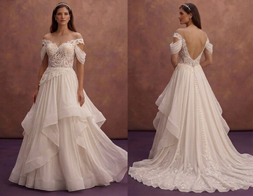 Pearl Chiffon Bridal Dress with Flowing Romantic Style