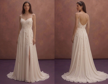 Pearl Chiffon Wedding Dress with Lightweight Beach Style