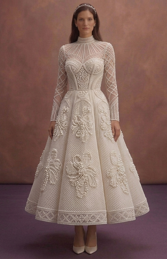 Pearl Court Bridal Dress with Tea Length Silhouette