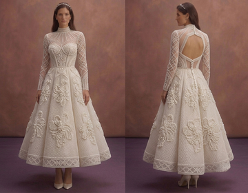 Pearl Court Bridal Dress with Tea Length Silhouette