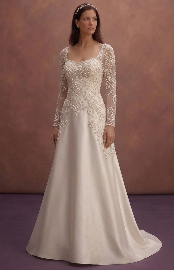 Pearl Court Wedding Dress with Chic Modern Finish