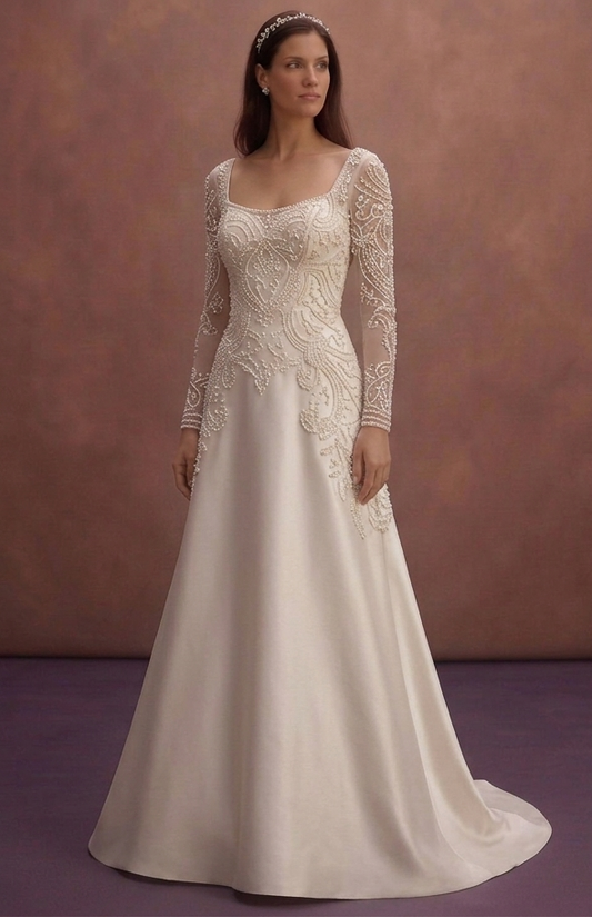 Pearl Court Wedding Dress with Chic Modern Finish