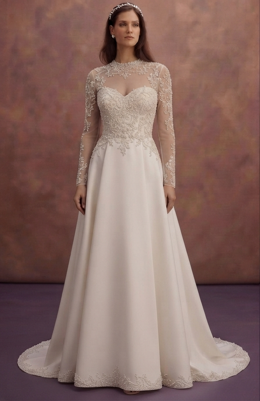 Pearl Decorated Wedding Dresses with Classic Charm