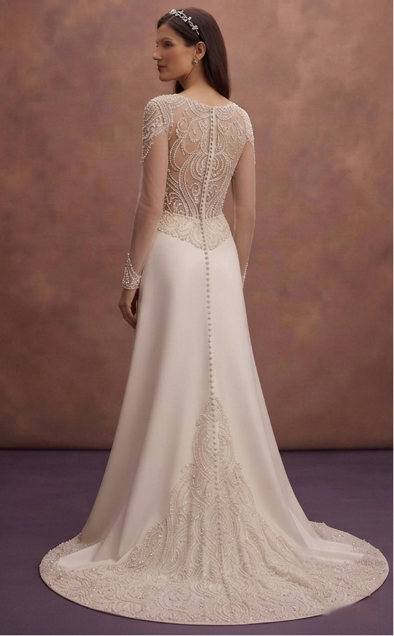 Pearl Embellished Wedding Dresses with Timeless Glamour