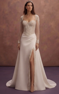 Pearl Embellished Wedding Dresses with Timeless Glamour
