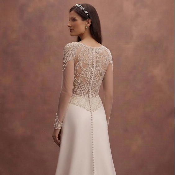 Pearl Embellished Wedding Dresses with Timeless Glamour