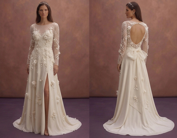 Pearl Lace Bridal Dress with Soft Floral Details