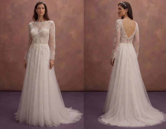 Pearl Lace Wedding Dresses with Romantic Beauty