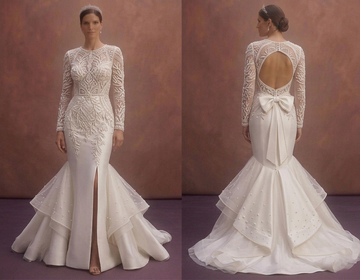 Pearl Mermaid Wedding Dress with Embroidered Bodice
