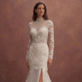 Pearl Mermaid Wedding Dress with Romantic Floral Lace