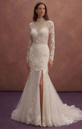 Pearl Mermaid Wedding Dress with Romantic Floral Lace