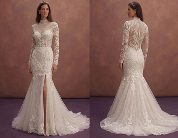 Pearl Mermaid Wedding Dress with Romantic Floral Lace