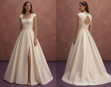 Pearl Mikado Wedding Dress with Structured Princess Skirt