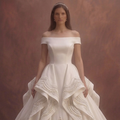 Pearl Organza Ball Gown Wedding Dress with Statement Skirt